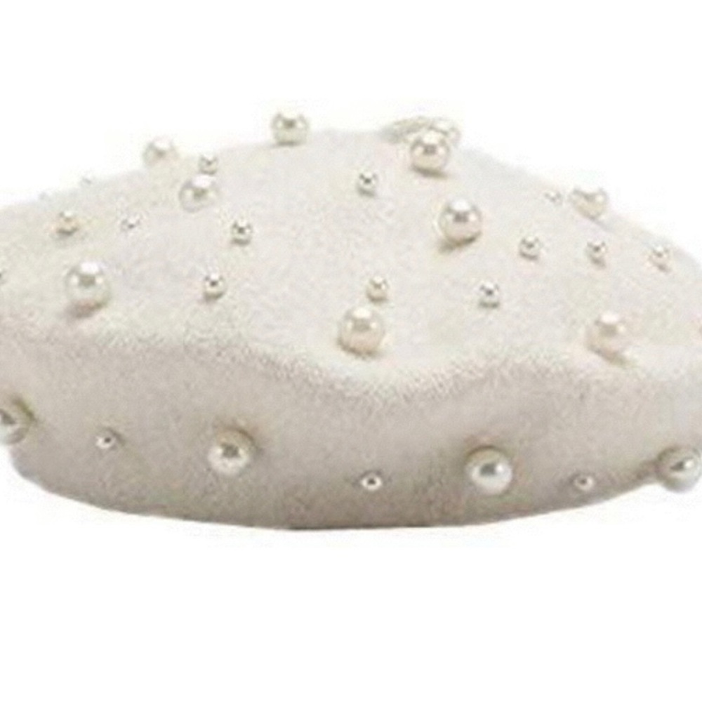 Cream Pearl Beret Hat